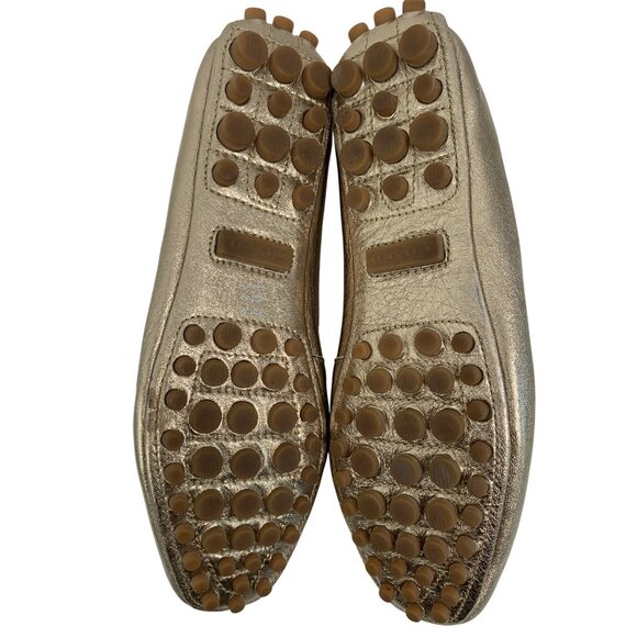 Metallic Gold Leather 9.5 Coach Driving Loafers Rubber Sole 9.5 Ballet Flats - Picture 12 of 12